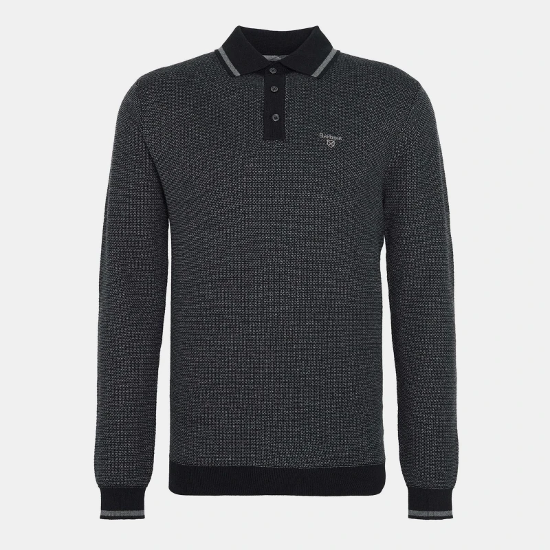 Image of Barbour Hilden Knitted Polo Shirt - Grey Grey XL