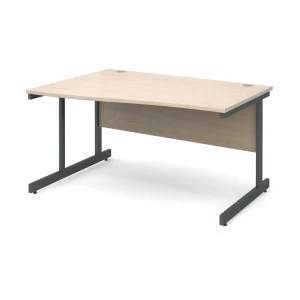 image of Contract 25 Left Hand Wave Desk 1400mm - Graphite Cantilever Frame ma