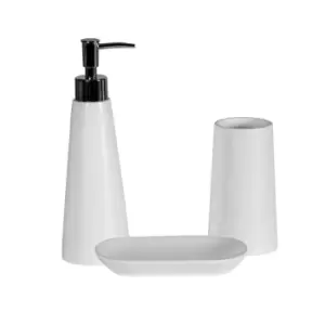 Image of Showerdrape Alto 3 Piece Bathroom Set - Soap Dish, Tumbler, Liquid - White