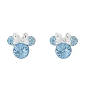 image of Disney Minnie Mouse Blue March Birthstone sterling silver Crystal Earrings E905162RMARL