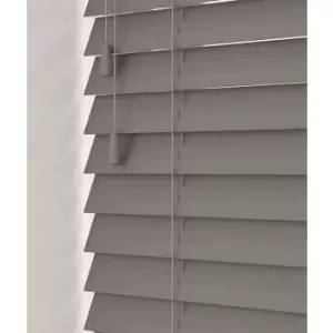 Image of 140cm Smooth Grey Faux Wood Venetian Blind With Strings (50mm Slats) Blind With Strings (50mm Slats)