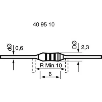 Image of Carbon film resistor 5.6 Axial lead 0207 0.25W