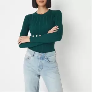 image of Missguided Crew Neck Wide Rib Knit Bodysuit - Green