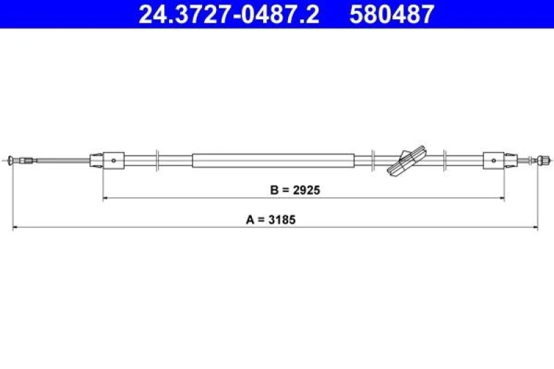 Image of ATE 24.3727-0487.2 Brake Cable 3185mm Cable,parking brake (124)