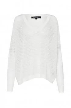 image of French Connection Roman Stripe Pointelle Jumper White