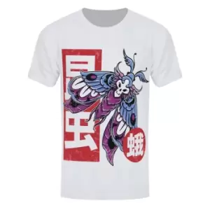 Image of Unorthodox Collective Mens Moth Tattoo T-Shirt (L) (White/Red/Blue)