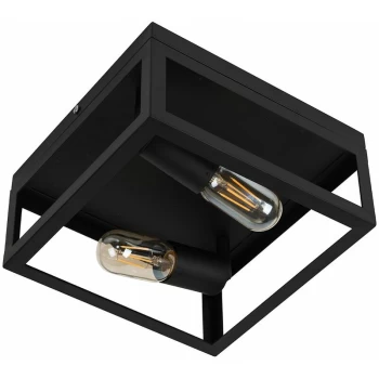 Image of Minisun - Black Industrial Box Ceiling Light Filament Bulb - No Bulb