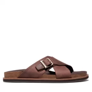 image of Timberland Amalfi Vibes Cross Slide Sandal For Men In Brown, Size 7.5