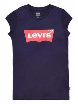 image of Levis Girls Short Sleeve Batwing T-Shirt - Navy, Size Age: 14 Years, Women