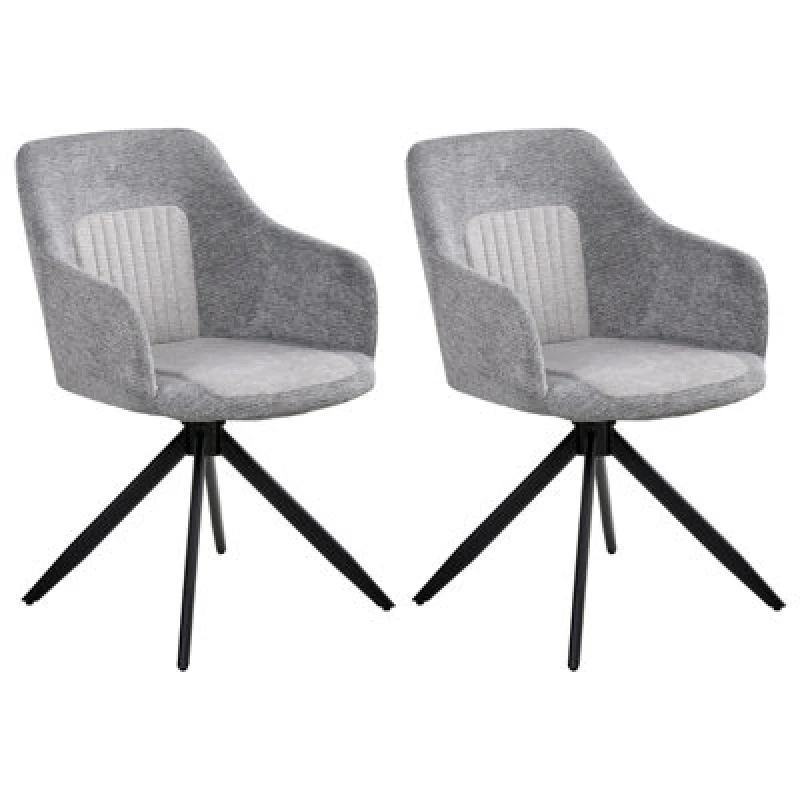 Image of Beliani Set Of 2 Dining Chairs Swivel Likely Fabric Grey