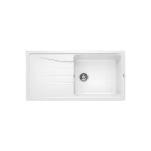 image of Single Bowl White Composite Kitchen Sink with Reversible Drainer - Blanco Sona Xl 6 S Silgranit Puradur Ii