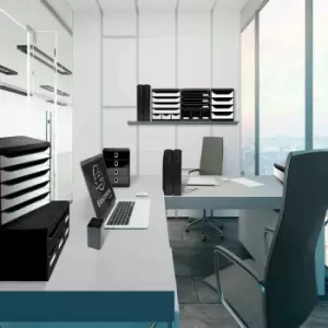 Image of Exacompta Small-box Desktop Drawer Set Black With 3 Drawers Glossy