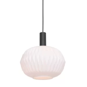 image of Verre Nervure Dome Pendant Ceiling Lights Matt Black