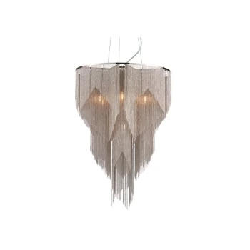 Image of Endon Lighting Loire - Pendant Bright Nickel Plate & Silver Effect Chain 6 Light Dimmable IP20 - E14