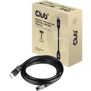 Image of club3D DisplayPort Cable extension DisplayPort plug, DisplayPort socket 3m Black CAC-1023 DisplayPort cable