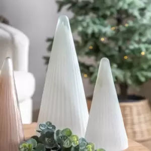 Image of Gallery Interiors Ribbed Tree White Frost Glass Small