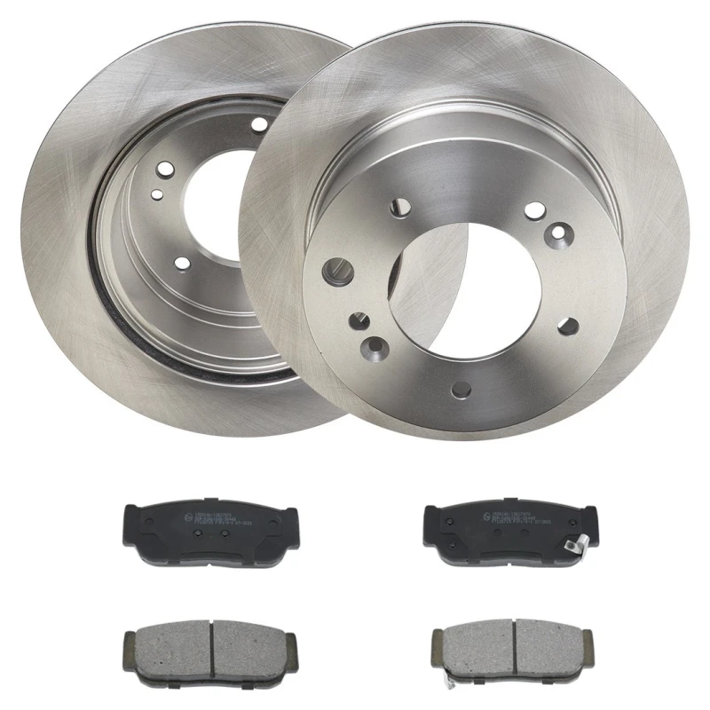 Image of RIDEX 3405B2471 Brake disc and pads set Rear Axle, Brake Disc Type: internally vented, with acoustic wear warning Brake Set,disc brakes (3405)