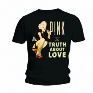Image of Pink Truth About Love Mens Black T Shirt: Large