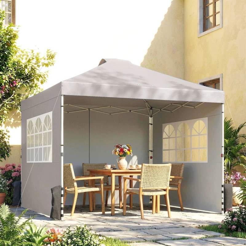 Image of OUTSUNNY Pop Up Gazebo Waterproof Height Adjustable 3 x 3 (m) Grey Size: 3m x 3m Grey Unisex 3m x 3m