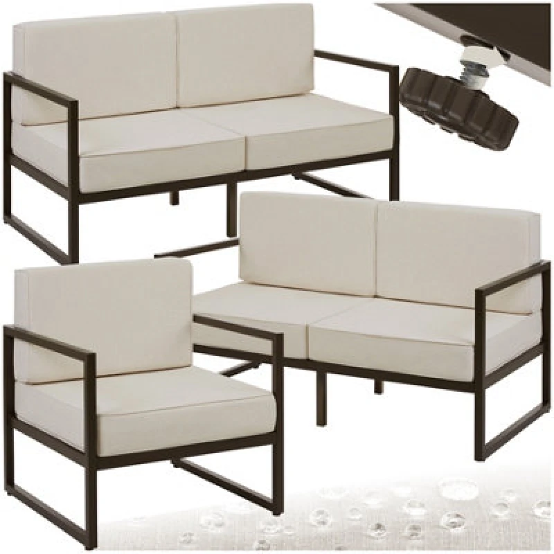 Image of Tectake Garden Furniture Comosa - For 5 People, XXL Padding, 2 Sofas, 1 Armchair - Brown/beige - 1