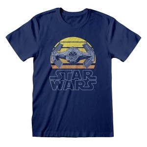 image of Star Wars - Tie Fighter Moon Unisex Large T-Shirt - Blue