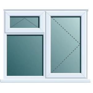 Image of White PVCu RH Side Hung with Top Vent over Fixed Lite Window H970mm W905mm