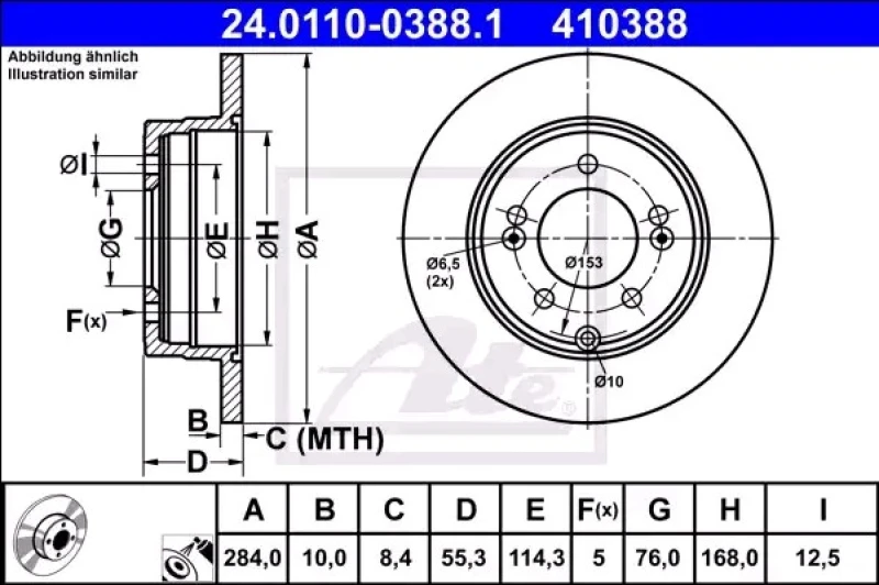 Image of ATE 24.0110-0388.1 Brake disc solid, Coated, Alloyed/High-carbon Brake Disc (82)