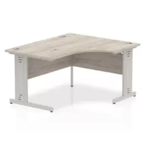 image of Impulse 1400mm Right Crescent Desk Grey Oak Top Silver Cable Managed Leg