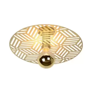 Image of Olenna Retro Flush Ceiling Light - Ø40cm - 1xE27 - Matt Gold, Brass