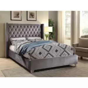 image of Adriana Bed King Plush Velvet Steel