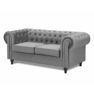 image of Chesterfield Grey Velvet sofa 2s