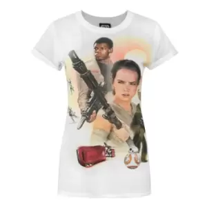 Image of Star Wars Womens/Ladies Force Awakens Heroes Sublimation T-Shirt (L) (White)