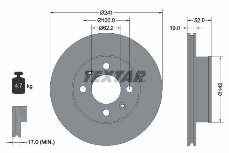 Image of Brake disc TEXTAR 92128503