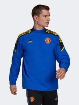 Image of adidas Manchester United Condivo Hybrid Top, Blue Size XS Men