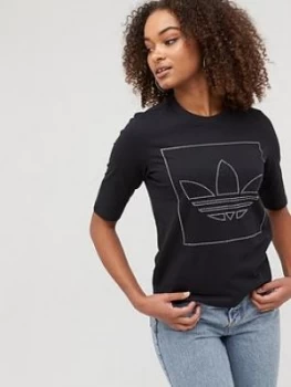 Image of adidas Originals Embellished T-Shirt - Black, Size 12, Women