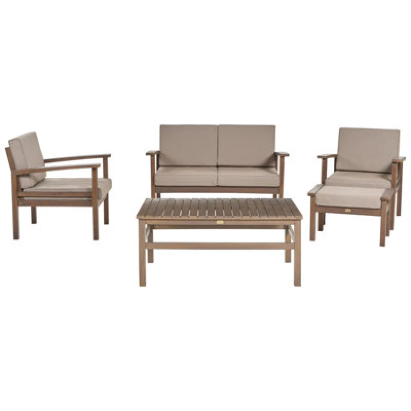 Image of Beliani Garden Lounge Set With Table 4 Seater Manila Certified Acacia Wood Dark Brown