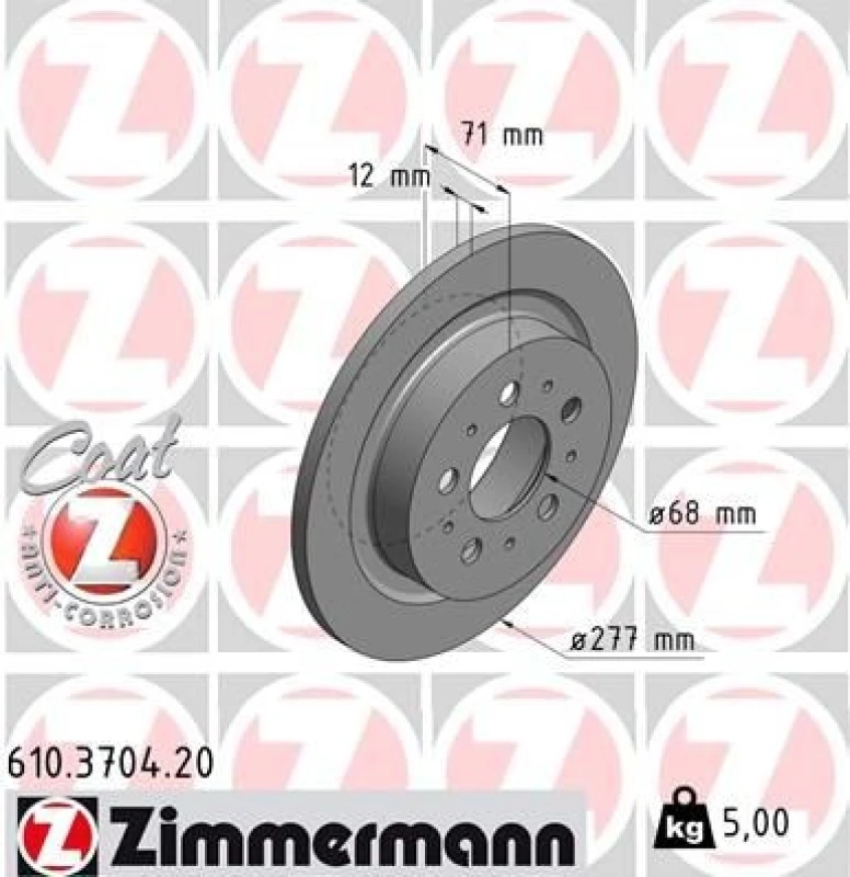 Image of ZIMMERMANN Brake disc ZIMMERMANN 610.3704.20