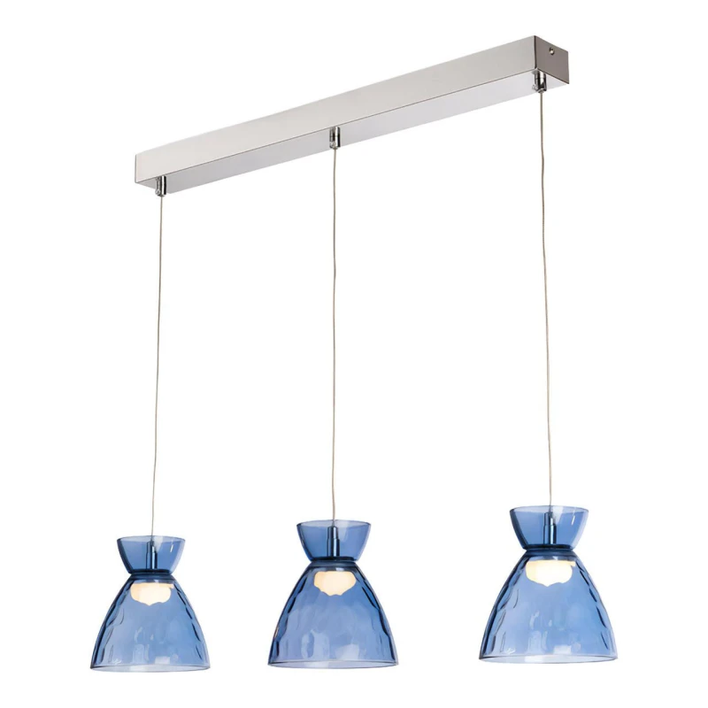 Image of Firstlight LED Royale 3-Light Pendant Light Warm White 3000K Blue in Chrome