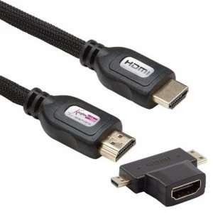 Image of KnightsBridge High Speed HDMI 3D 4K Cable With Adapter - 3 Meter