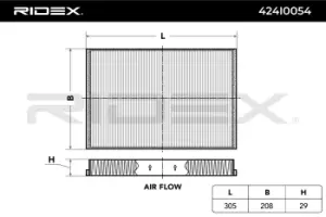 Image of RIDEX Pollen filter OPEL,VAUXHALL 424I0054 1718046,6808607,9121627 95528292,95528292