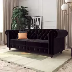 Image of Felix Velvet Chesterfield Sofa Bed Black