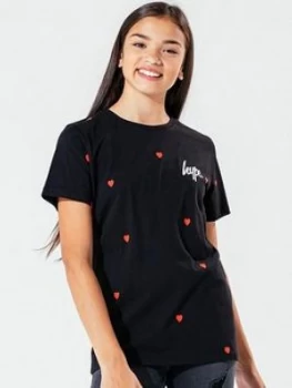 Image of Hype Girls Love Heart Short Sleeve T-Shirt - Black