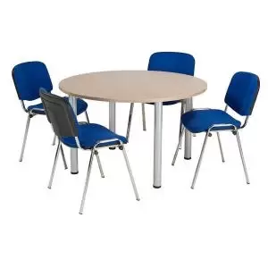 Image of Jemini Circular Meeting Table 1200x1200x730mm Grey Oak KF840198