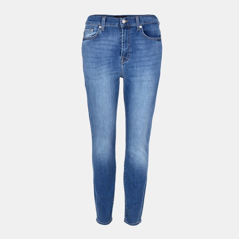 Image of 7 For All Mankind Womens Ankle Skinny Jeans Mid Blue female 26 L30