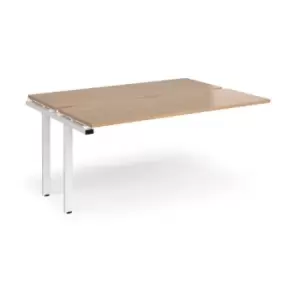 Image of Bench Desk Add On Rectangular Desk 1600mm With Sliding Tops Beech Tops With White Frames 1200mm Depth Adapt