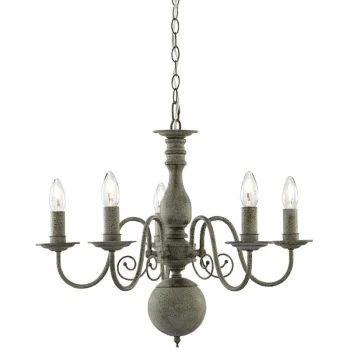 Image of Searchlight Lighting - Searchlight Greythorne - 5 Light Multi Arm Ceiling Pendant Grey, E14
