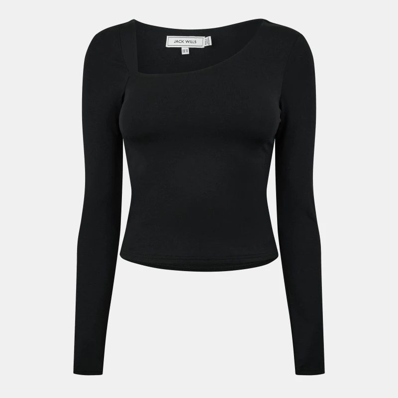 Image of Jack Wills Slash Long Sleeve Top Womens - Black 6