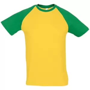 Image of SOLS Mens Funky Contrast Short Sleeve T-Shirt (M) (Gold/Kelly Green)