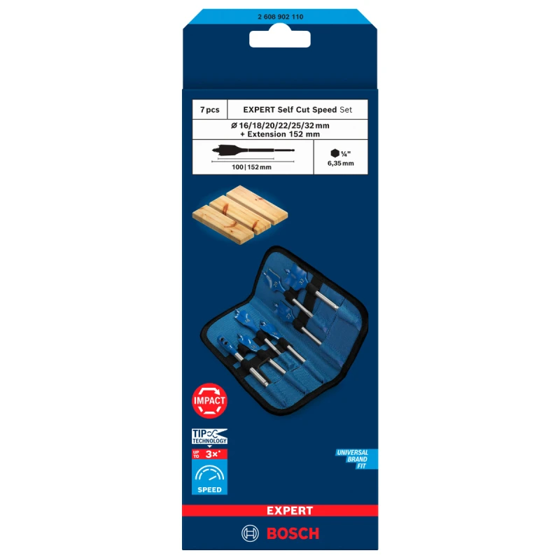 Image of Bosch Powertool Accessories EXPERT Self Cut Speed Spade Drill Bit Set, 7 Piece 2.608.902.110