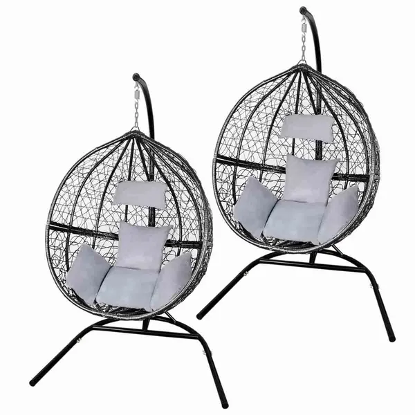 Image of Jardi 2 Black Egg Chairs 28558
